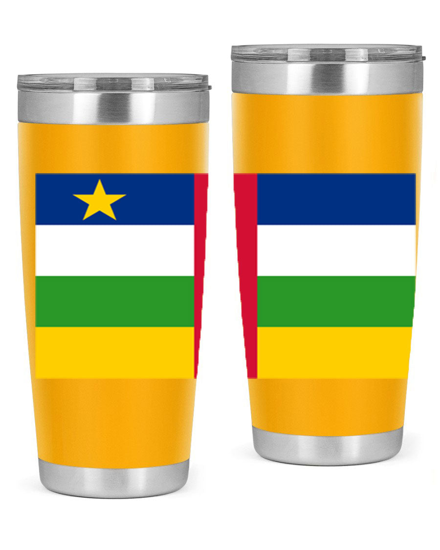 Central African Republic 20oz tumbler featuring double wall vacuum stainless steel design with a vibrant flag print.