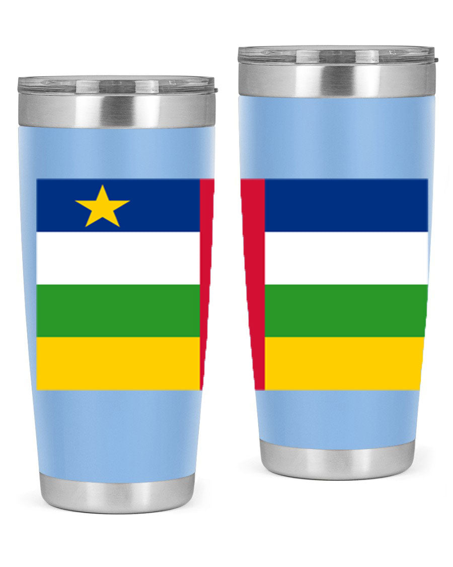 Central African Republic 20oz tumbler featuring double wall vacuum stainless steel design with a vibrant flag print.