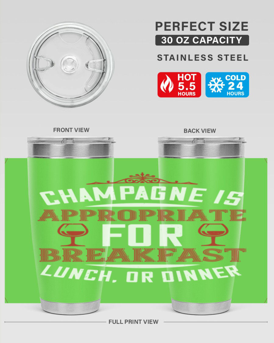 Champagne is appropriate 88# tumbler in stainless steel with a sleek design, perfect for hot and cold beverages.