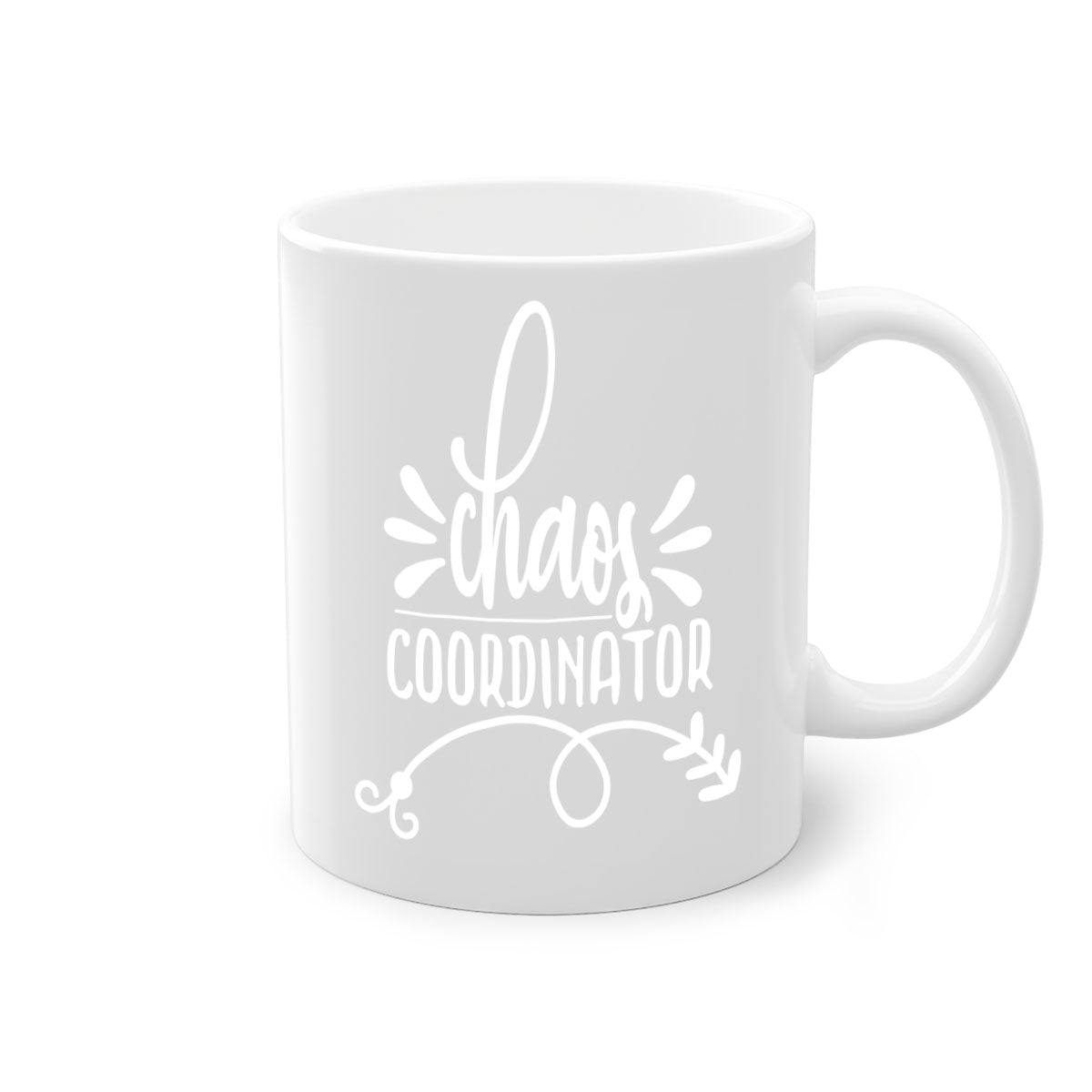 Chaos Coordinator 3# Mug with colored handle and glossy finish, available in multiple colors and sizes.