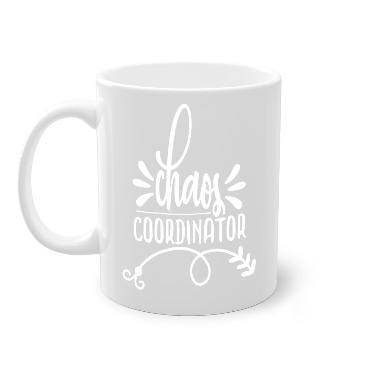 Chaos Coordinator 3# Mug with colored handle and glossy finish, available in multiple colors and sizes.