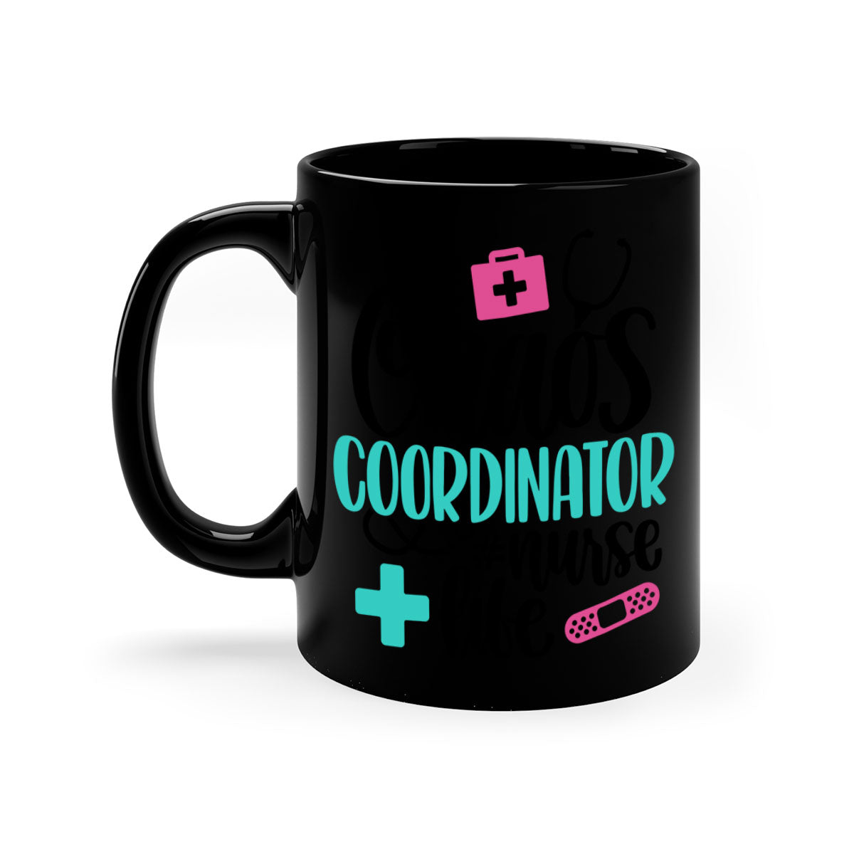 Chaos Coordinator Nurse Life Style Mug with colorful handle and glossy finish, available in multiple colors and sizes.