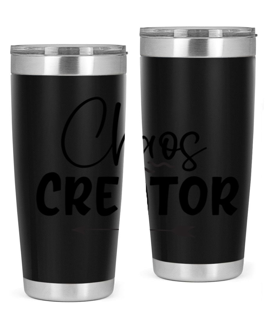 Chaos Creator Style 271# baby tumbler in stainless steel with a drink-thru lid, showcasing its sleek design and double wall vacuum insulation.