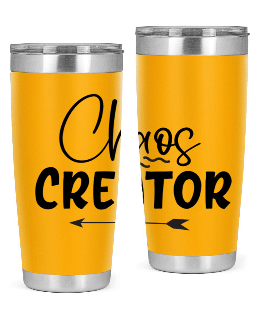 Chaos Creator Style 271# baby tumbler in stainless steel with a drink-thru lid, showcasing its sleek design and double wall vacuum insulation.