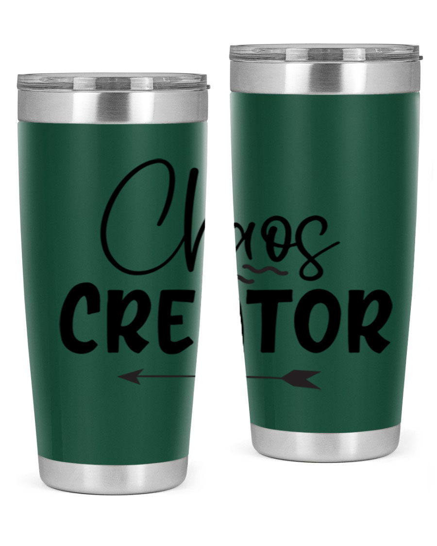 Chaos Creator Style 271# baby tumbler in stainless steel with a drink-thru lid, showcasing its sleek design and double wall vacuum insulation.