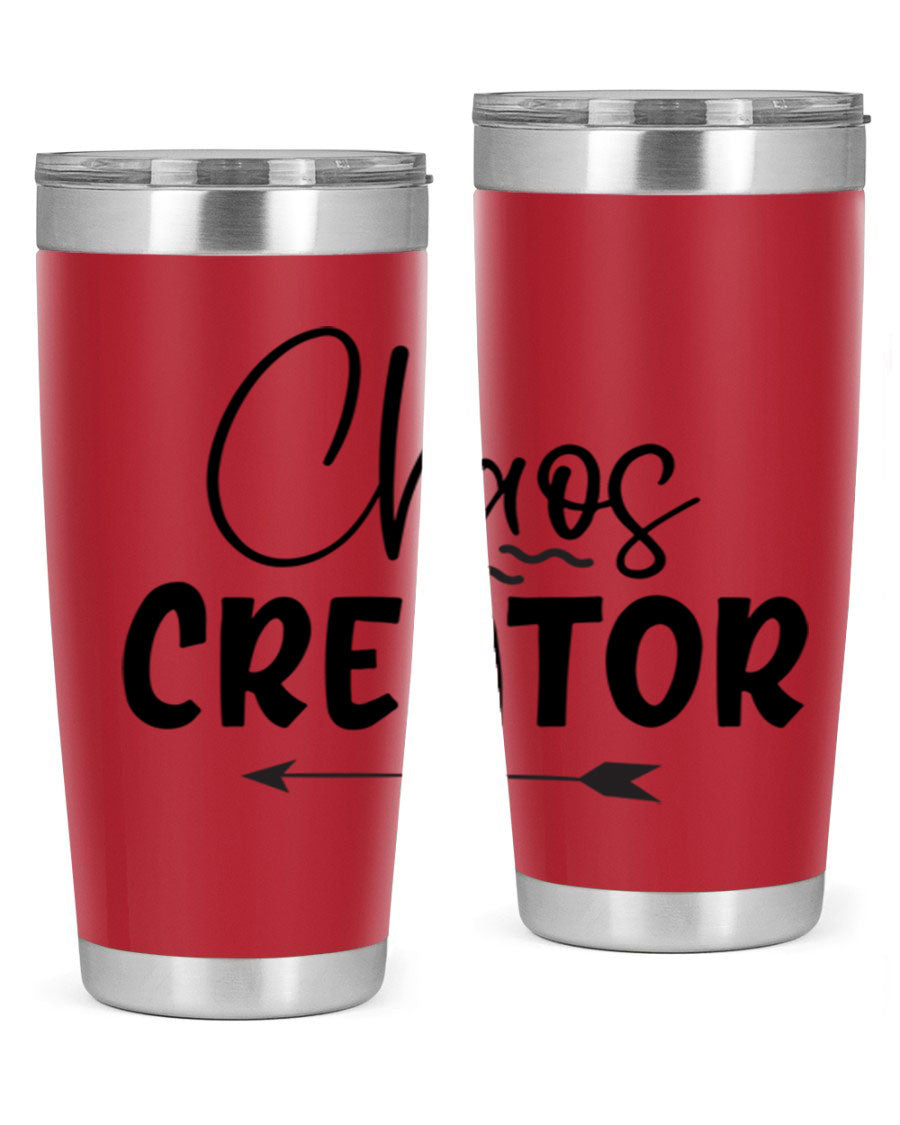 Chaos Creator Style 271# baby tumbler in stainless steel with a drink-thru lid, showcasing its sleek design and double wall vacuum insulation.