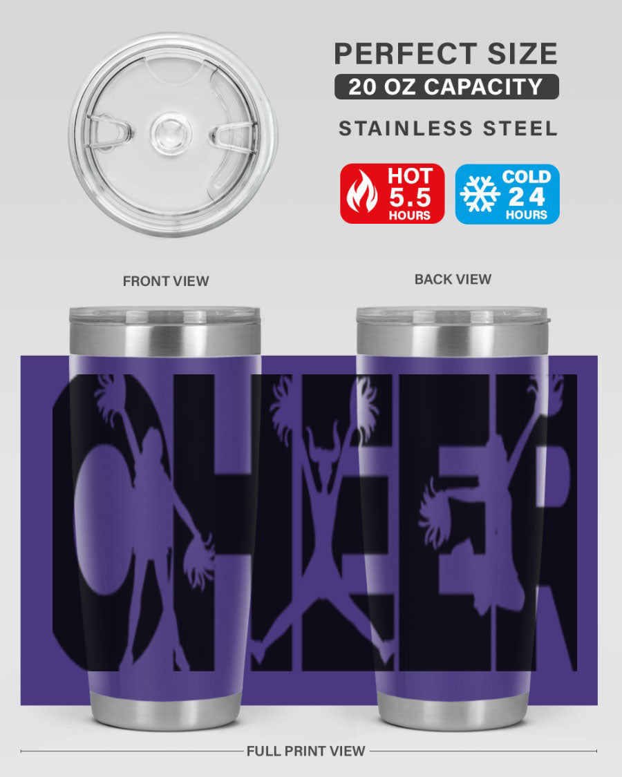 Cheer 1394# 20oz Tumbler in stainless steel with a drink-thru lid, showcasing its sleek design and double wall vacuum insulation.
