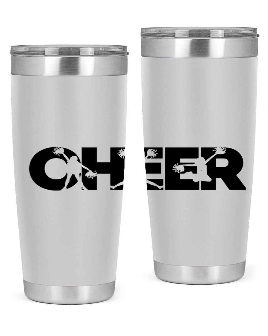 Cheer 1394# 20oz Tumbler in stainless steel with a drink-thru lid, showcasing its sleek design and double wall vacuum insulation.