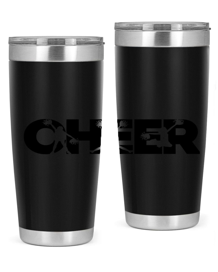 Cheer 1394# 20oz Tumbler in stainless steel with a drink-thru lid, showcasing its sleek design and double wall vacuum insulation.