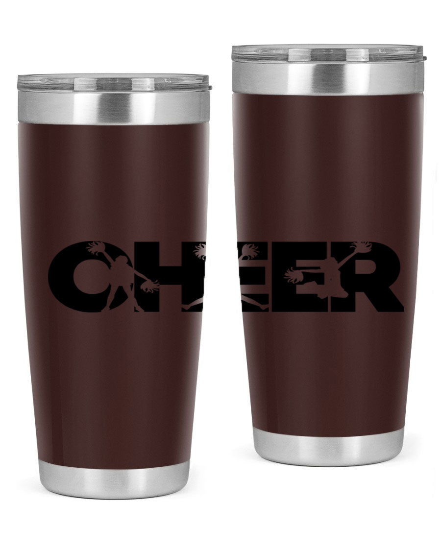 Cheer 1394# 20oz Tumbler in stainless steel with a drink-thru lid, showcasing its sleek design and double wall vacuum insulation.