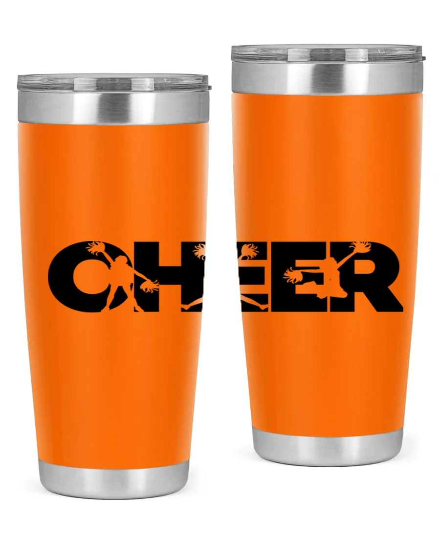 Cheer 1394# 20oz Tumbler in stainless steel with a drink-thru lid, showcasing its sleek design and double wall vacuum insulation.