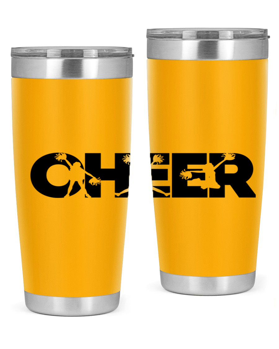 Cheer 1394# 20oz Tumbler in stainless steel with a drink-thru lid, showcasing its sleek design and double wall vacuum insulation.
