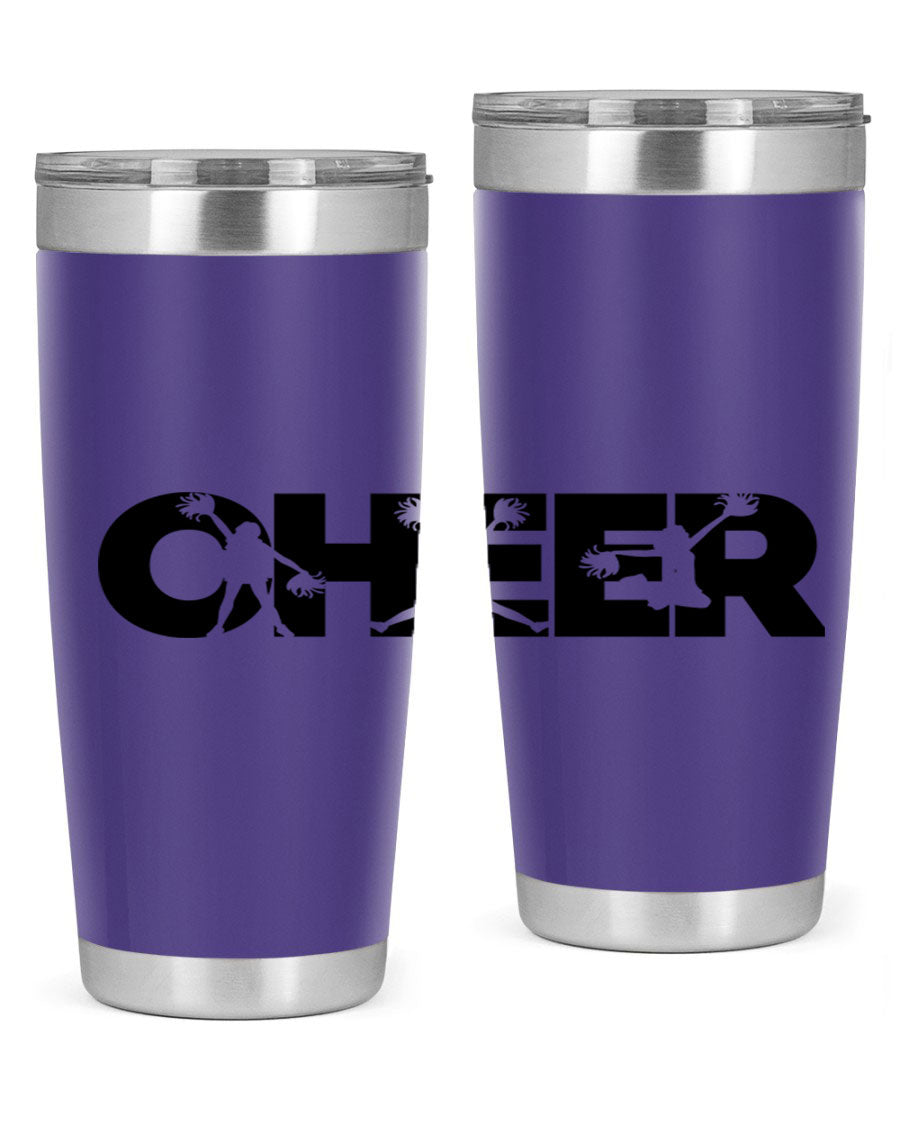 Cheer 1394# 20oz Tumbler in stainless steel with a drink-thru lid, showcasing its sleek design and double wall vacuum insulation.