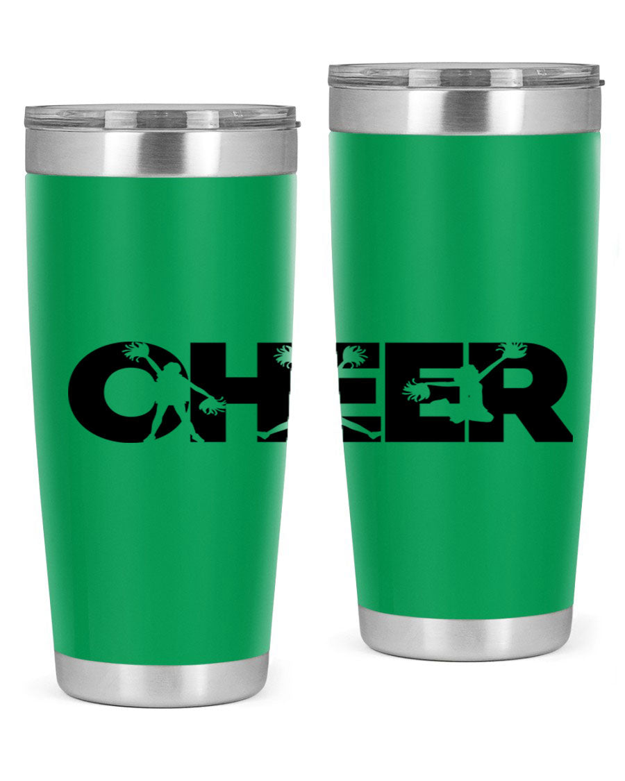 Cheer 1394# 20oz Tumbler in stainless steel with a drink-thru lid, showcasing its sleek design and double wall vacuum insulation.