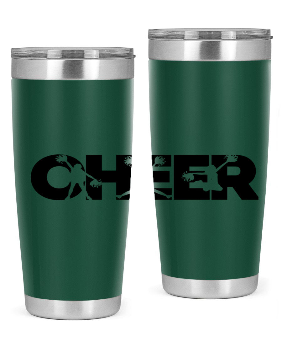 Cheer 1394# 20oz Tumbler in stainless steel with a drink-thru lid, showcasing its sleek design and double wall vacuum insulation.
