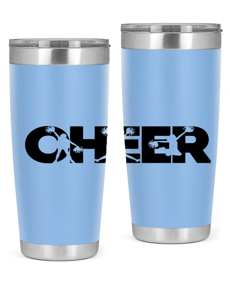 Cheer 1394# 20oz Tumbler in stainless steel with a drink-thru lid, showcasing its sleek design and double wall vacuum insulation.