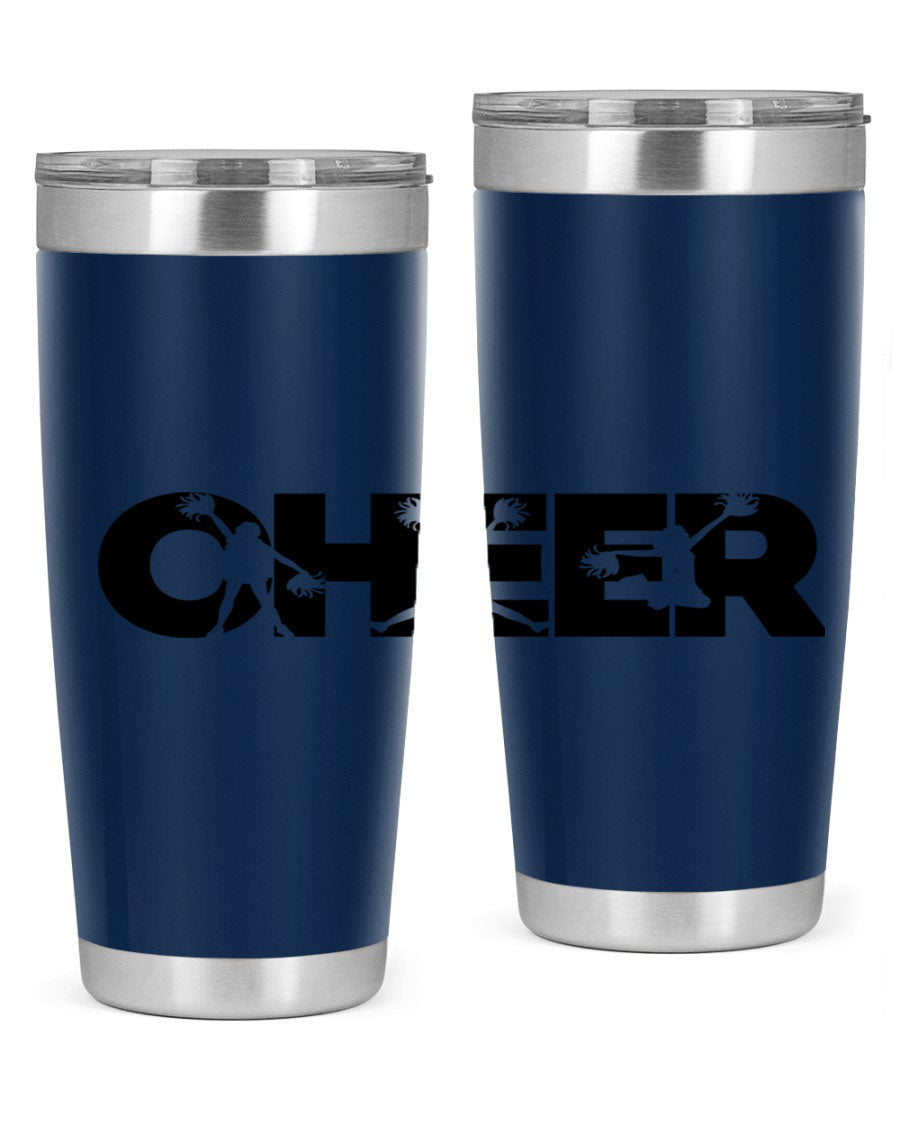 Cheer 1394# 20oz Tumbler in stainless steel with a drink-thru lid, showcasing its sleek design and double wall vacuum insulation.