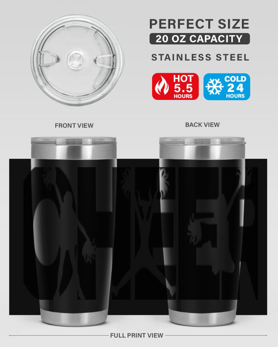 Cheer 1394# 20oz Tumbler in stainless steel with a drink-thru lid, showcasing its sleek design and double wall vacuum insulation.