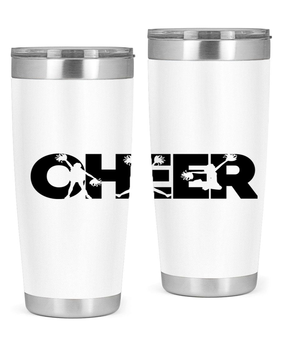 Cheer 1394# 20oz Tumbler in stainless steel with a drink-thru lid, showcasing its sleek design and double wall vacuum insulation.