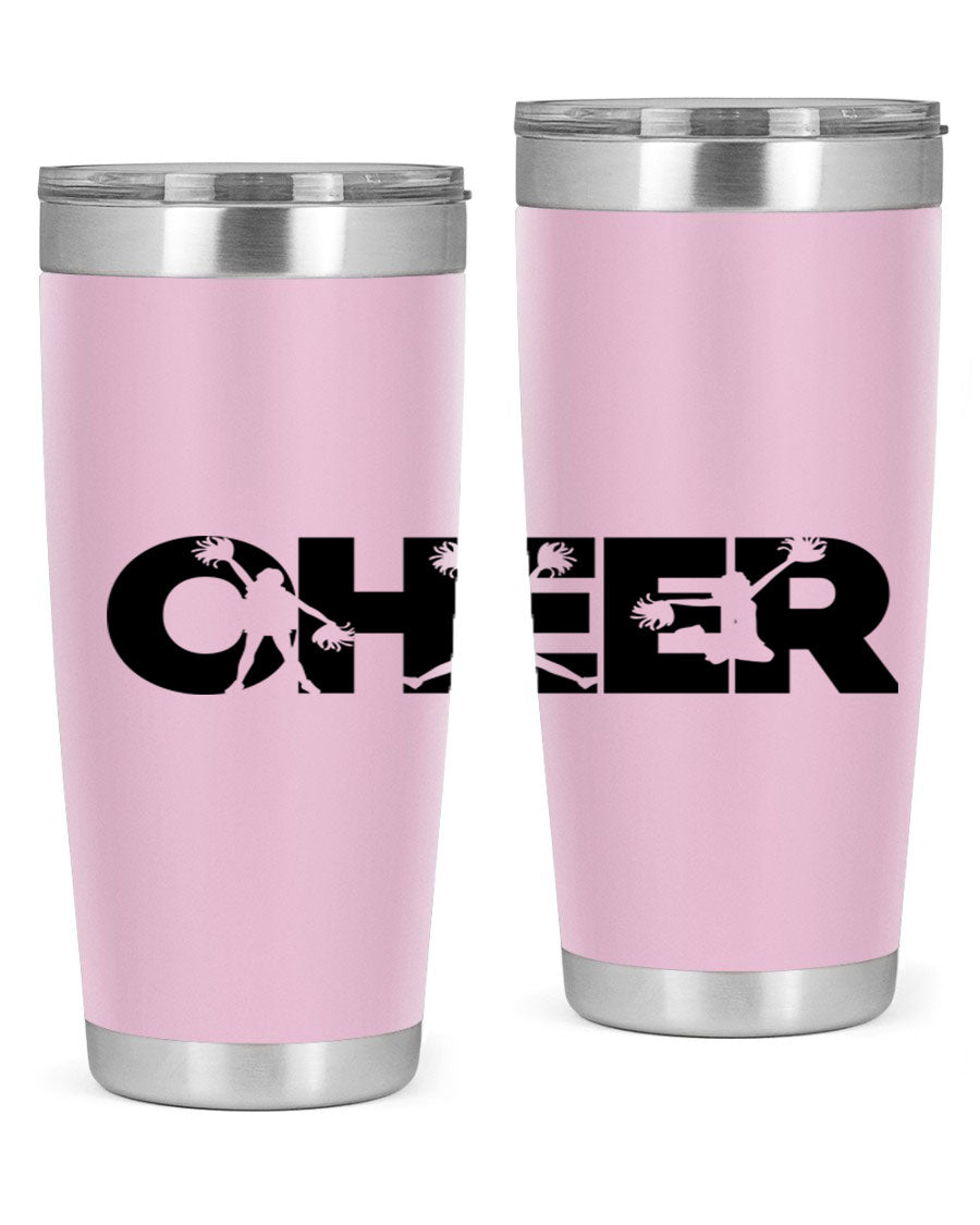 Cheer 1394# 20oz Tumbler in stainless steel with a drink-thru lid, showcasing its sleek design and double wall vacuum insulation.
