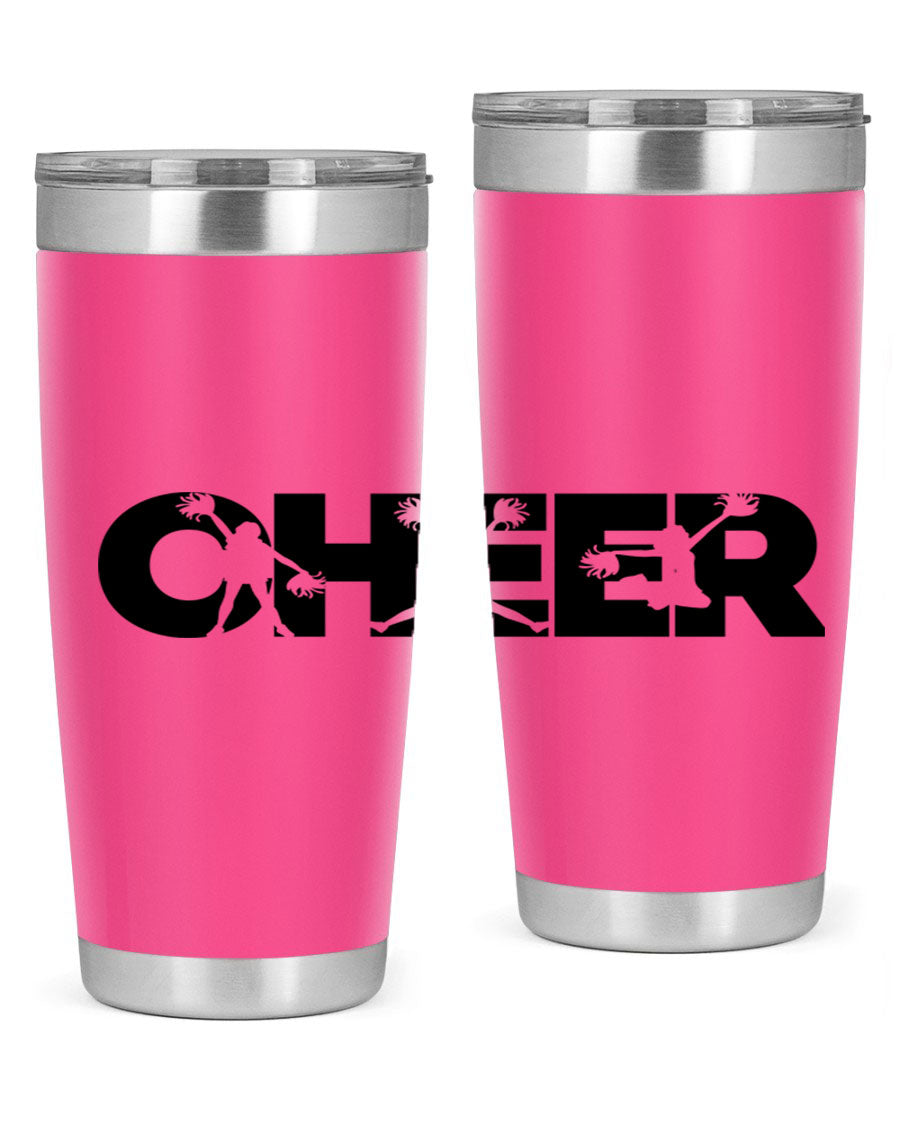 Cheer 1394# 20oz Tumbler in stainless steel with a drink-thru lid, showcasing its sleek design and double wall vacuum insulation.