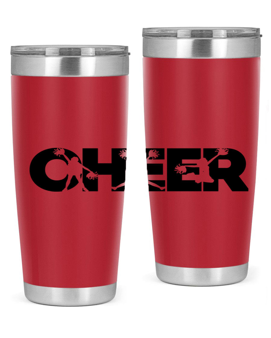 Cheer 1394# 20oz Tumbler in stainless steel with a drink-thru lid, showcasing its sleek design and double wall vacuum insulation.