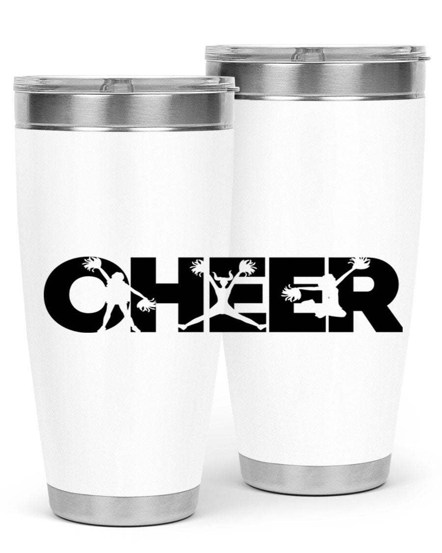 Cheer 1394# 20oz Tumbler in stainless steel with a drink-thru lid, showcasing its sleek design and double wall vacuum insulation.