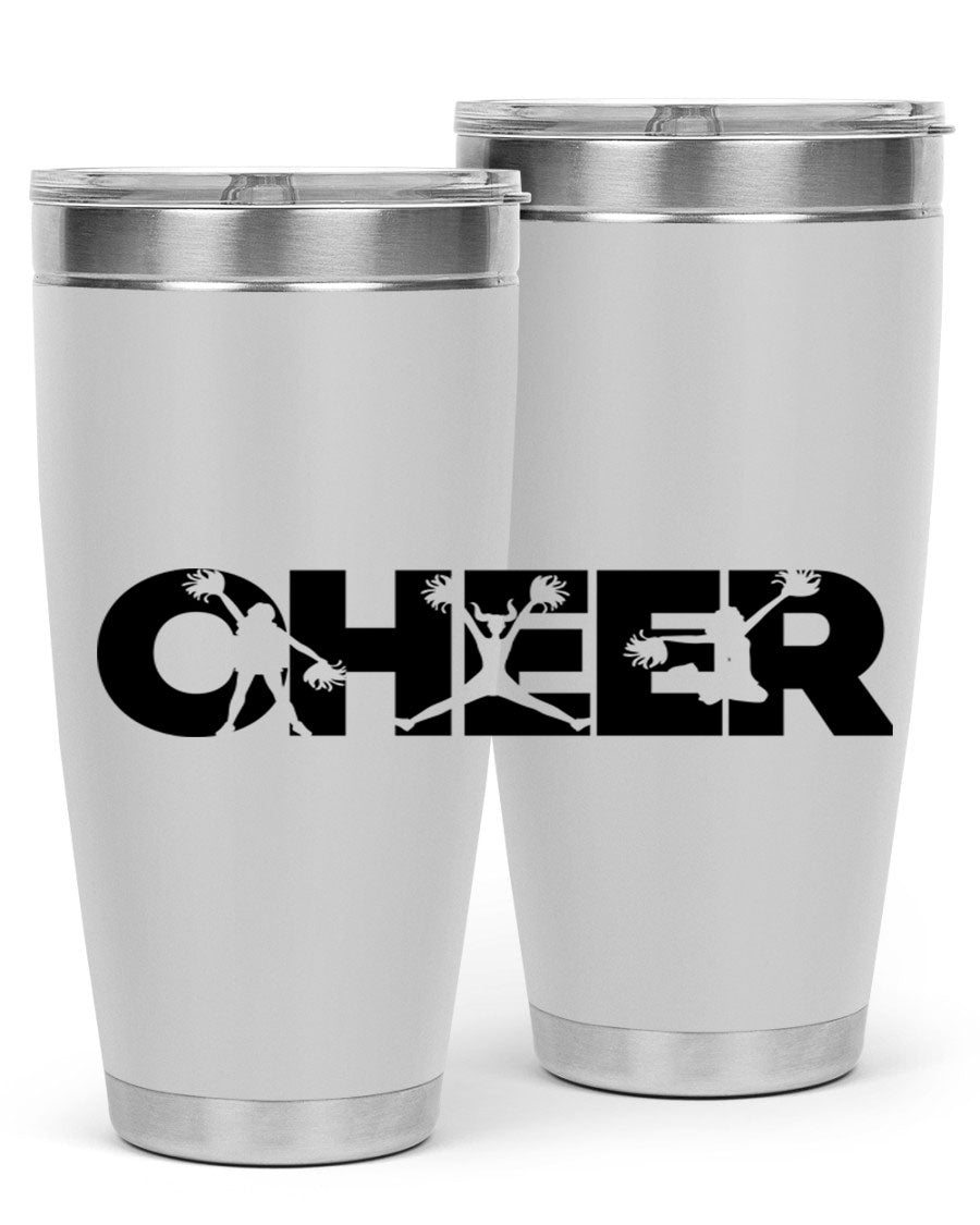 Cheer 1394# 20oz Tumbler in stainless steel with a drink-thru lid, showcasing its sleek design and double wall vacuum insulation.