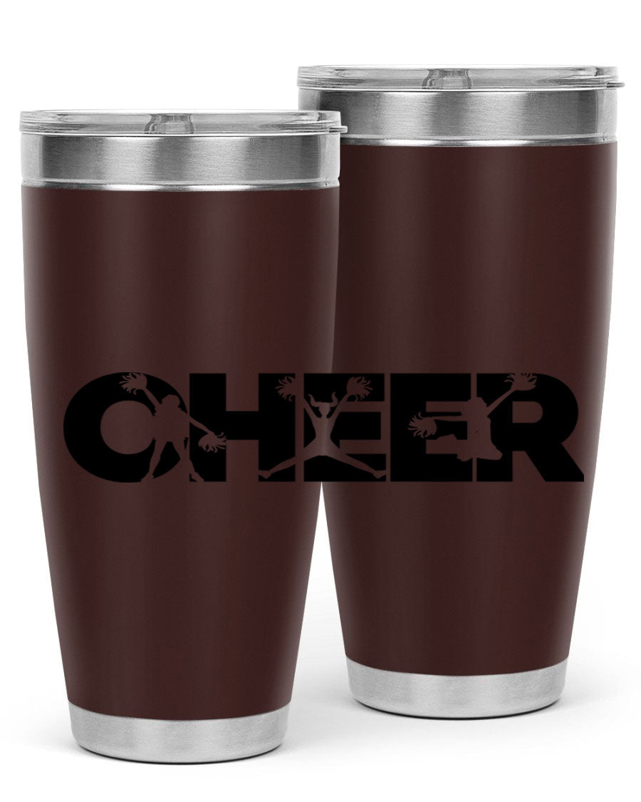Cheer 1394# 20oz Tumbler in stainless steel with a drink-thru lid, showcasing its sleek design and double wall vacuum insulation.