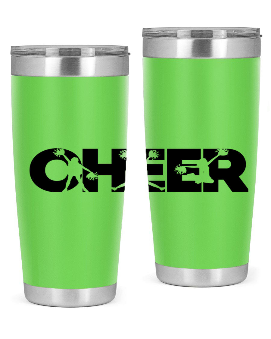 Cheer 1394# 20oz Tumbler in stainless steel with a drink-thru lid, showcasing its sleek design and double wall vacuum insulation.