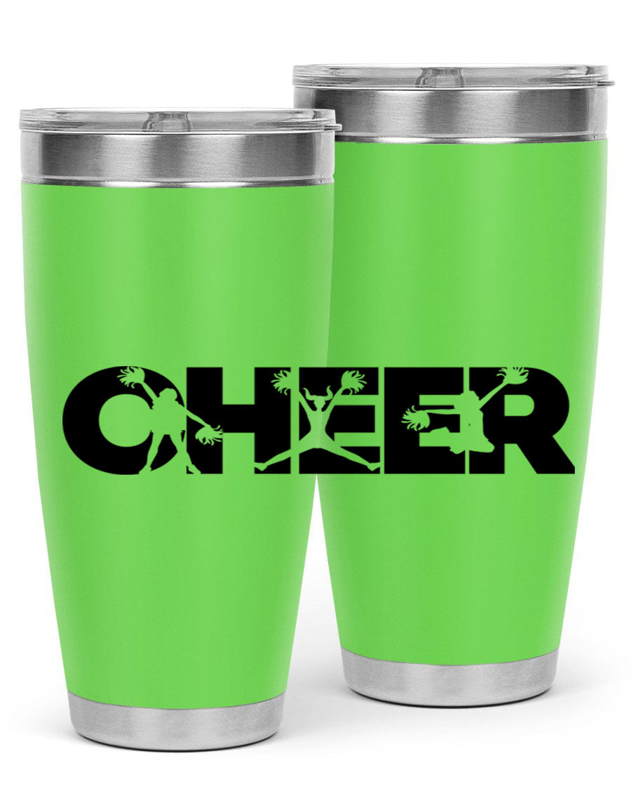 Cheer 1394# 20oz Tumbler in stainless steel with a drink-thru lid, showcasing its sleek design and double wall vacuum insulation.
