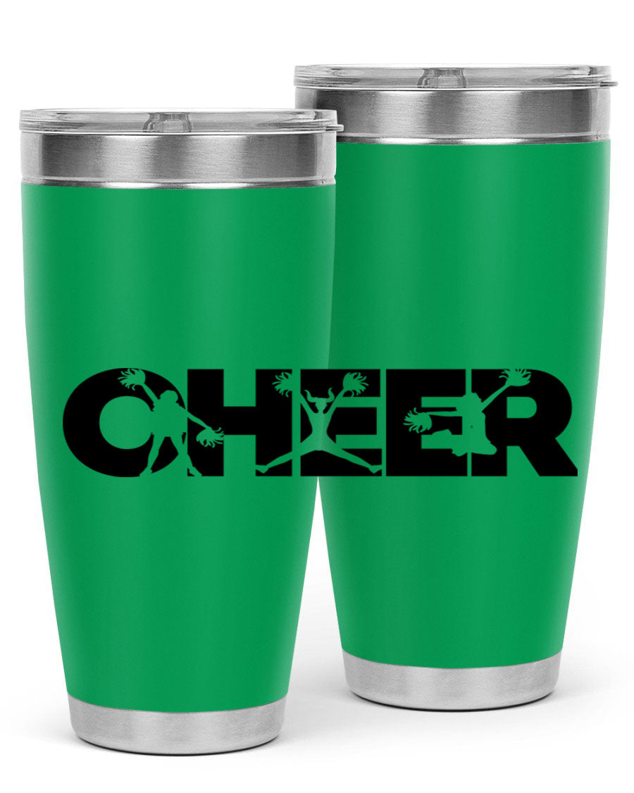 Cheer 1394# 20oz Tumbler in stainless steel with a drink-thru lid, showcasing its sleek design and double wall vacuum insulation.