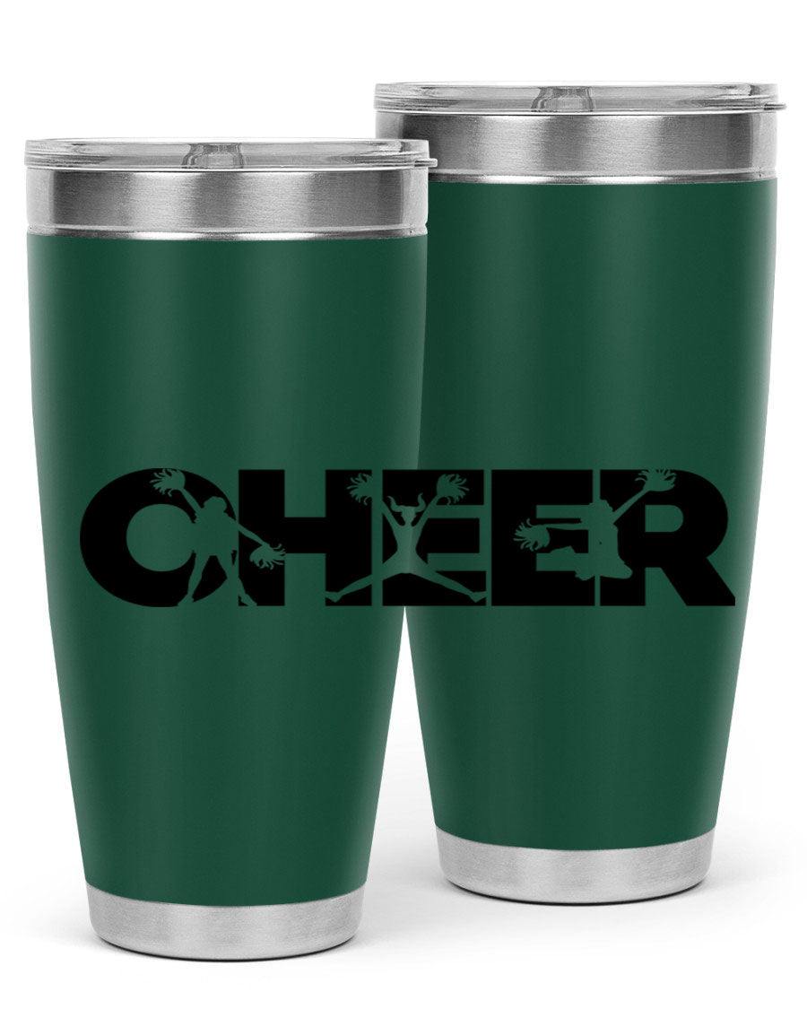 Cheer 1394# 20oz Tumbler in stainless steel with a drink-thru lid, showcasing its sleek design and double wall vacuum insulation.