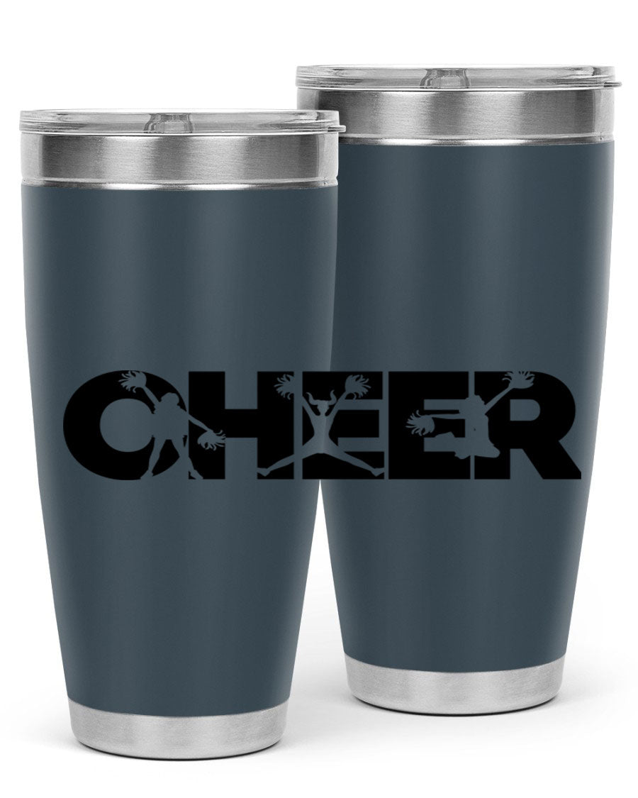 Cheer 1394# 20oz Tumbler in stainless steel with a drink-thru lid, showcasing its sleek design and double wall vacuum insulation.