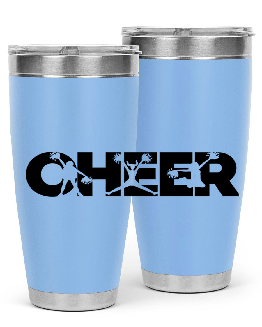 Cheer 1394# 20oz Tumbler in stainless steel with a drink-thru lid, showcasing its sleek design and double wall vacuum insulation.