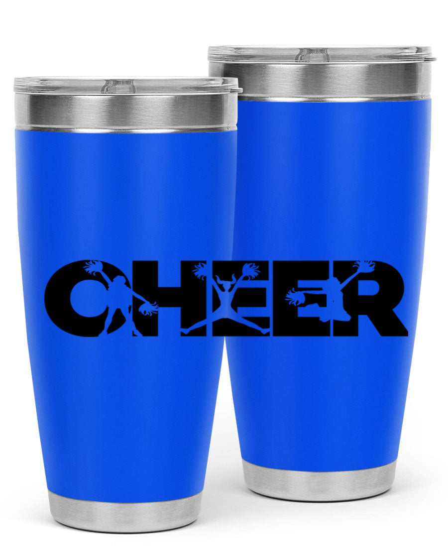 Cheer 1394# 20oz Tumbler in stainless steel with a drink-thru lid, showcasing its sleek design and double wall vacuum insulation.