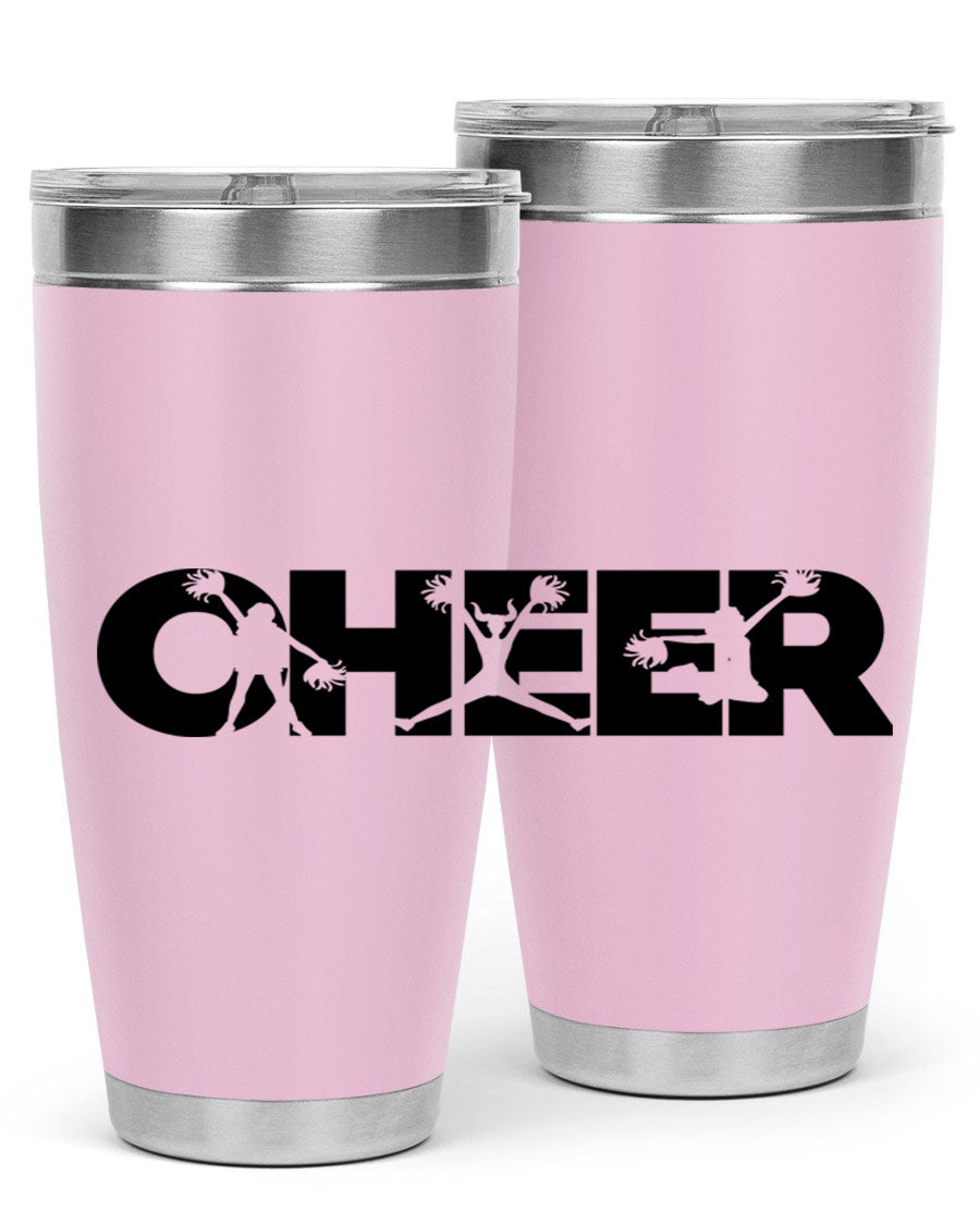 Cheer 1394# 20oz Tumbler in stainless steel with a drink-thru lid, showcasing its sleek design and double wall vacuum insulation.