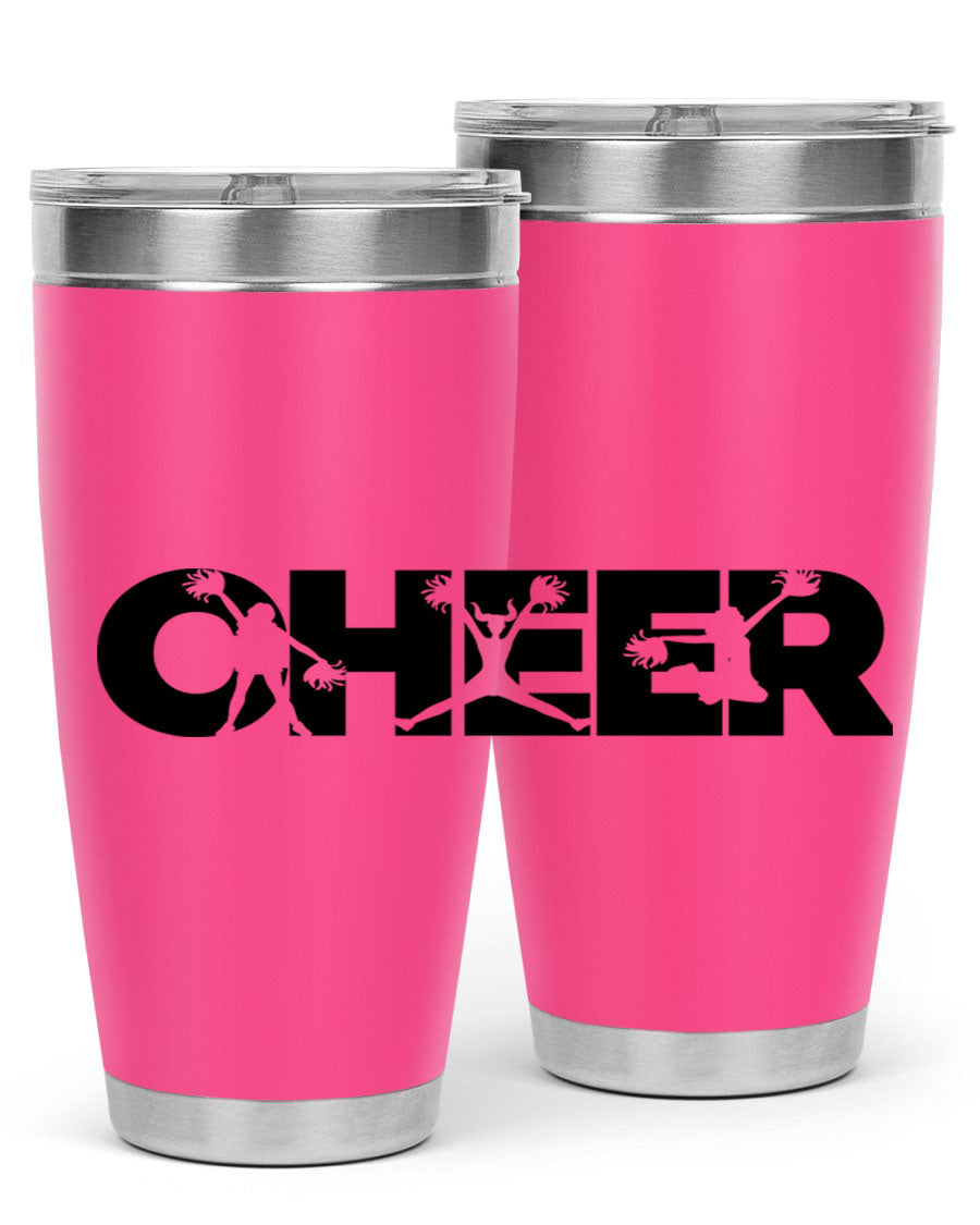 Cheer 1394# 20oz Tumbler in stainless steel with a drink-thru lid, showcasing its sleek design and double wall vacuum insulation.