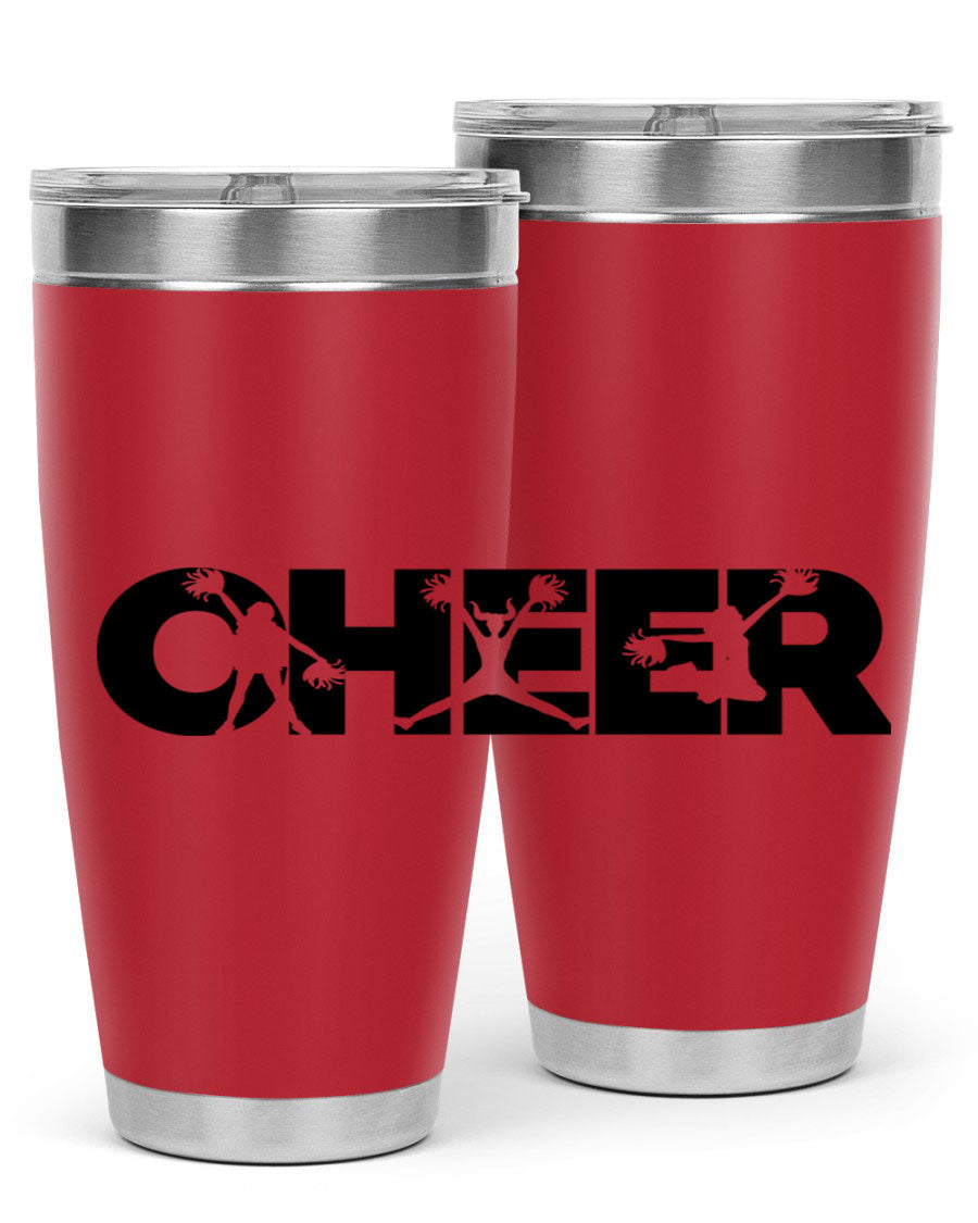 Cheer 1394# 20oz Tumbler in stainless steel with a drink-thru lid, showcasing its sleek design and double wall vacuum insulation.