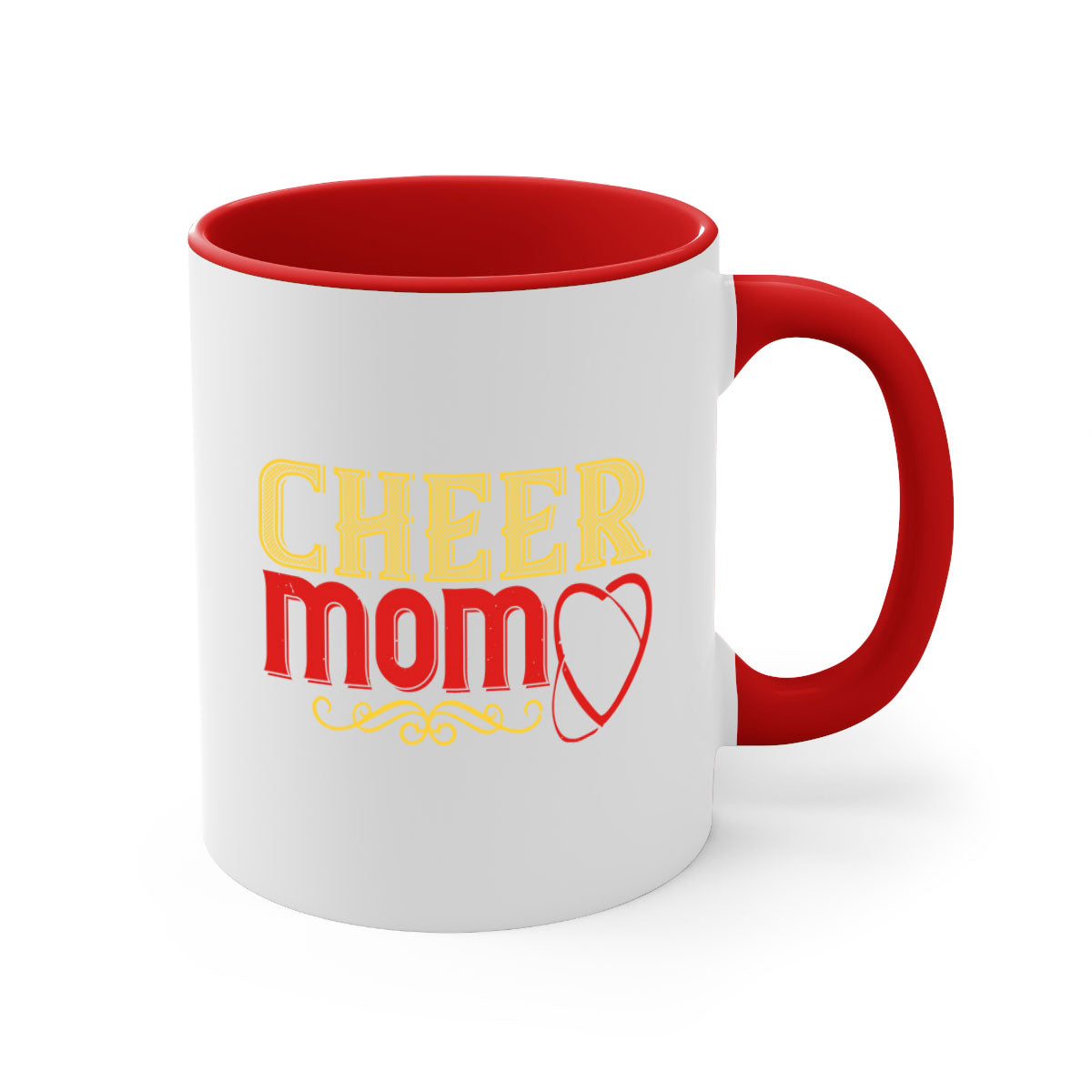Cheer mom 1383# football mug with colorful handle and glossy finish, available in multiple colors and sizes.