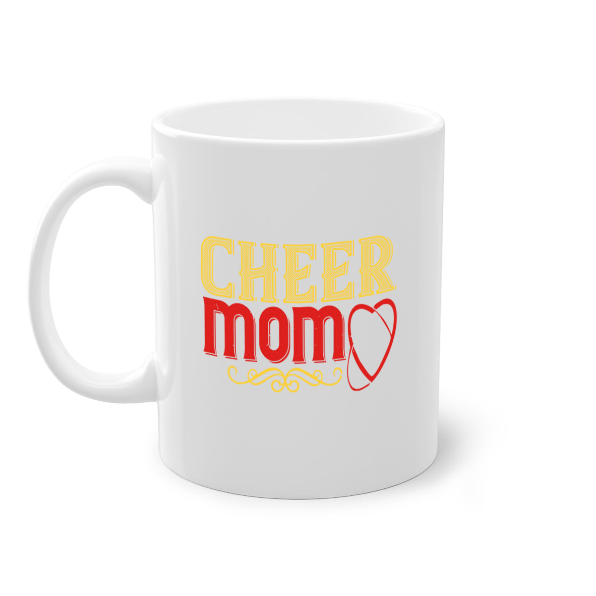 Cheer mom 1383# football mug with colorful handle and glossy finish, available in multiple colors and sizes.