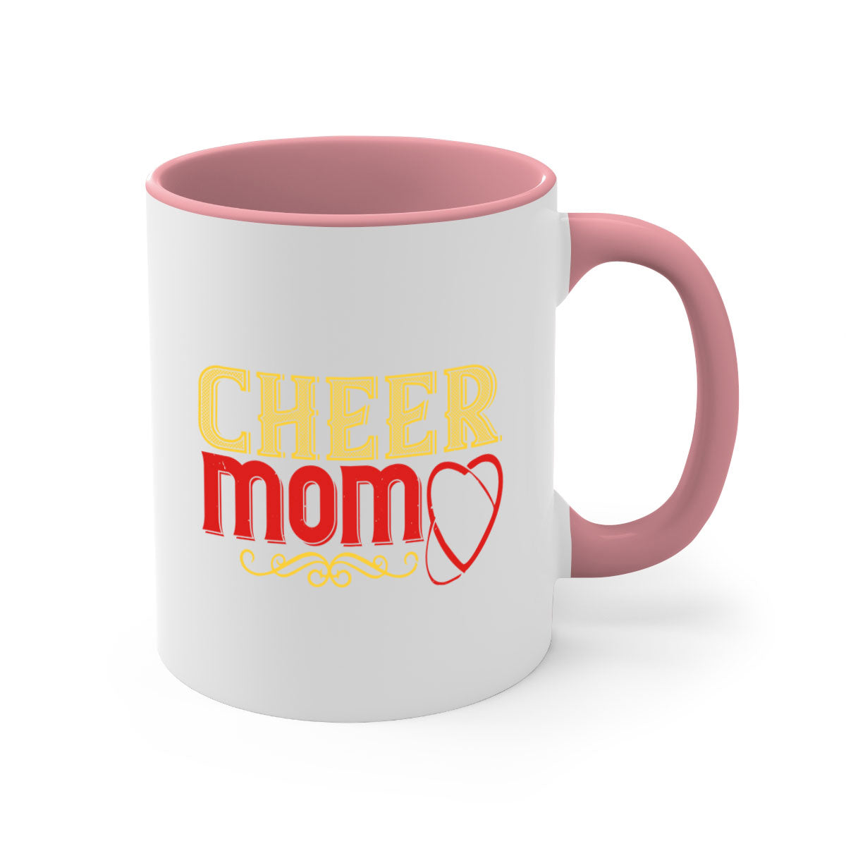 Cheer mom 1383# football mug with colorful handle and glossy finish, available in multiple colors and sizes.