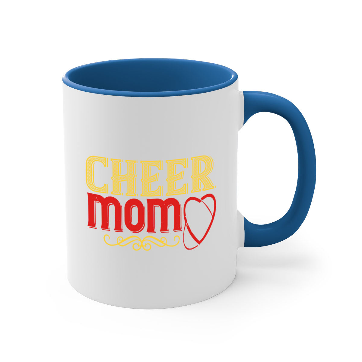 Cheer mom 1383# football mug with colorful handle and glossy finish, available in multiple colors and sizes.