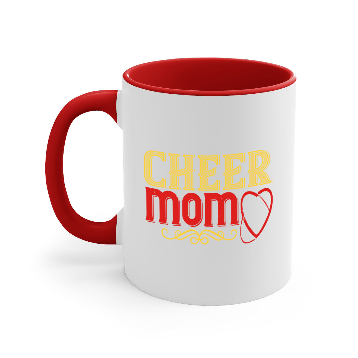 Cheer mom 1383# football mug with colorful handle and glossy finish, available in multiple colors and sizes.