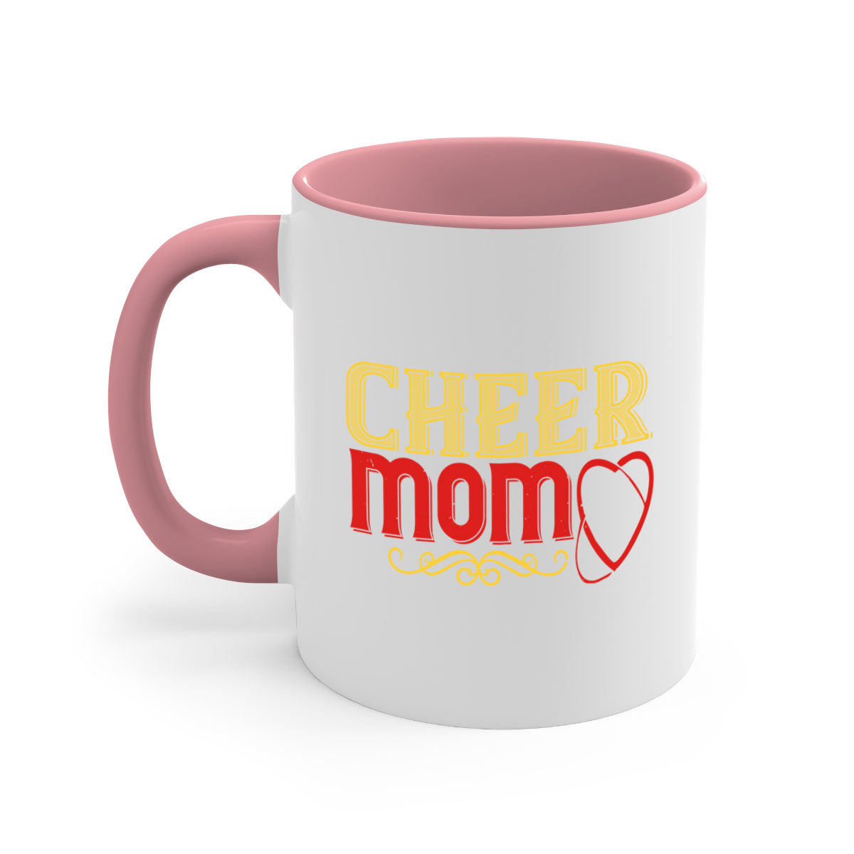 Cheer mom 1383# football mug with colorful handle and glossy finish, available in multiple colors and sizes.