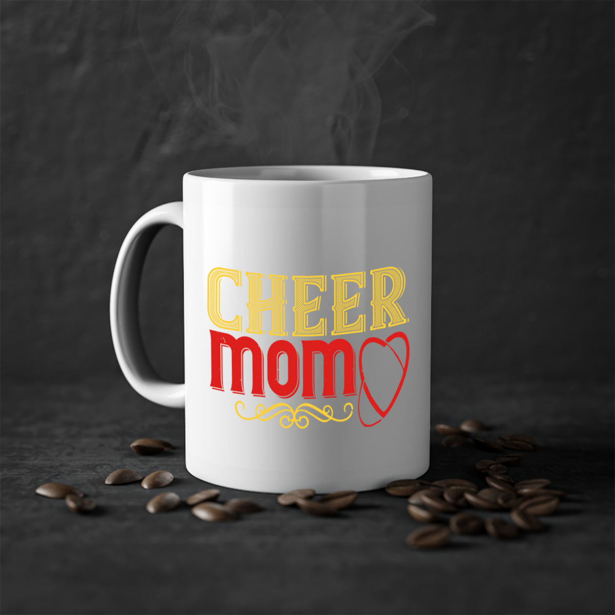 Cheer mom 1383# football mug with colorful handle and glossy finish, available in multiple colors and sizes.