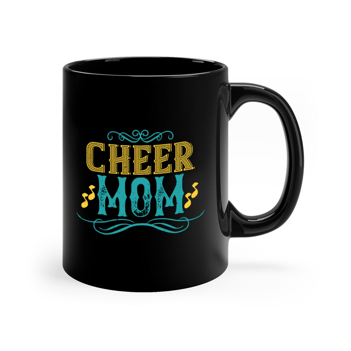 Cheer mom 1384# football mug with a glossy finish, featuring a colored handle and interior, available in multiple colors.