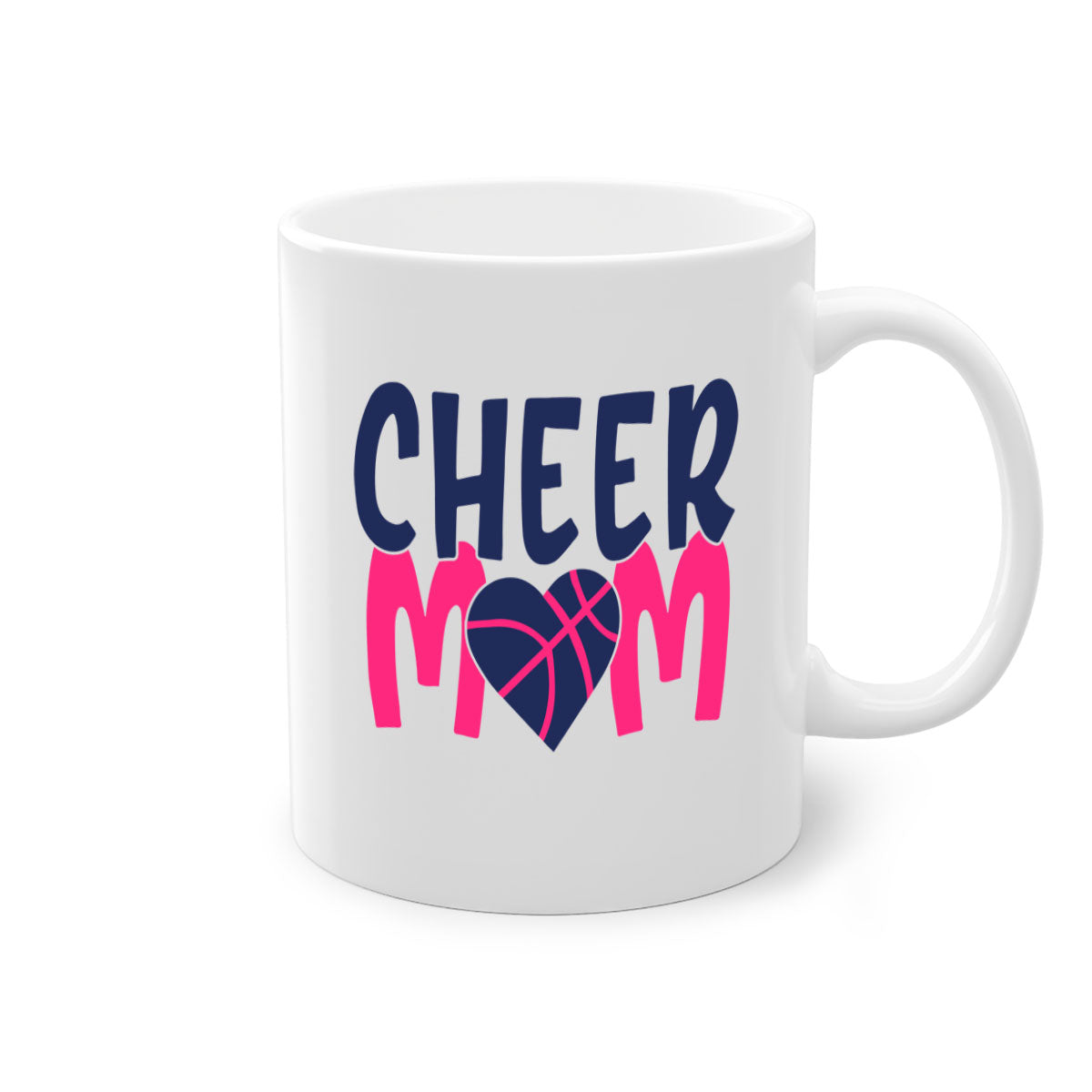 Cheer Mom 1746# Mug with colorful handle and glossy finish, available in multiple colors and sizes.