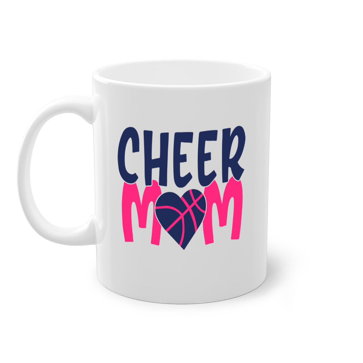 Cheer Mom 1746# Mug with colorful handle and glossy finish, available in multiple colors and sizes.
