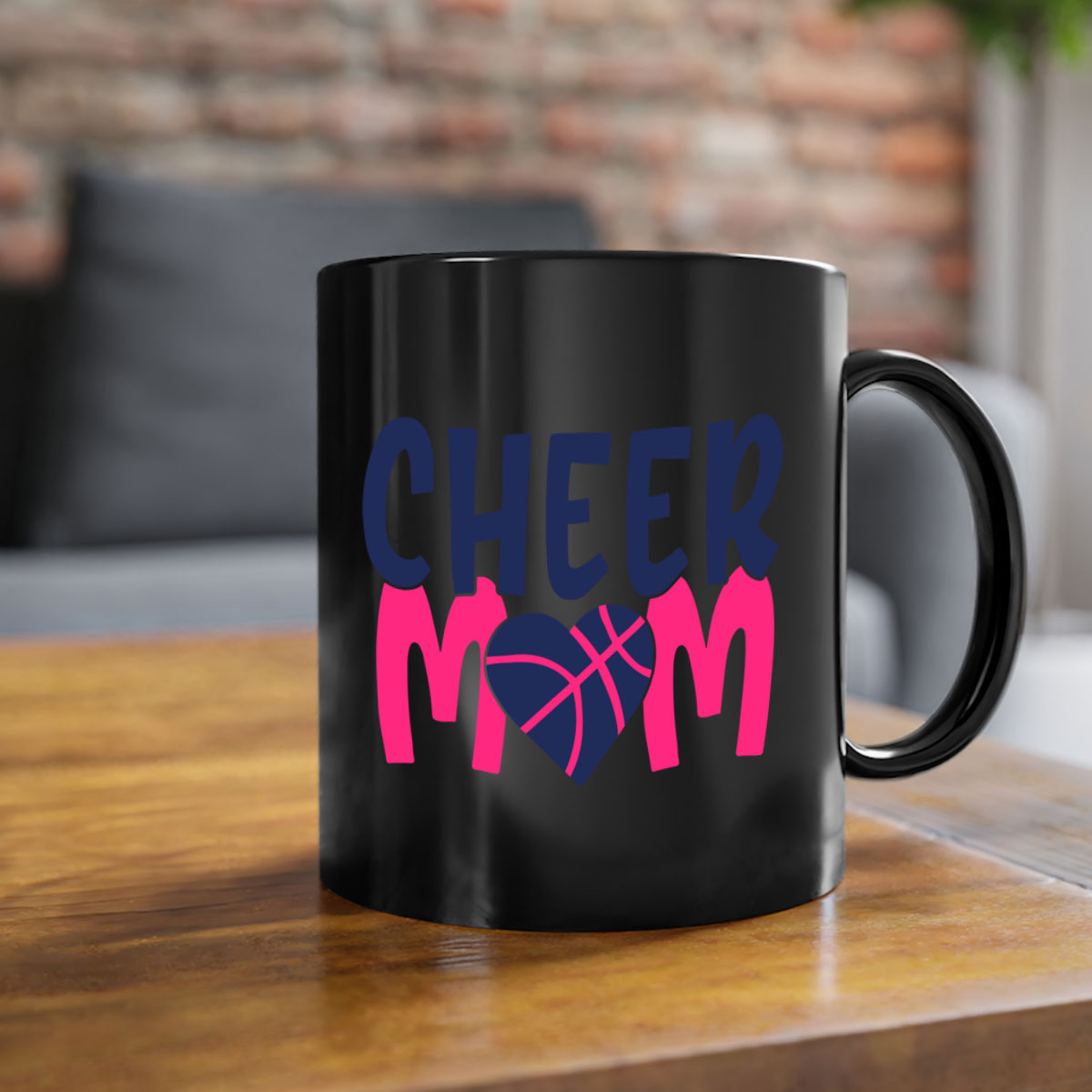 Cheer Mom 1746# Mug with colorful handle and glossy finish, available in multiple colors and sizes.